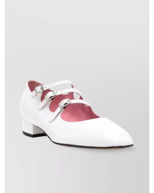 CAREL PARIS Pink Glossy Triple Strap Round Toe Ballerina