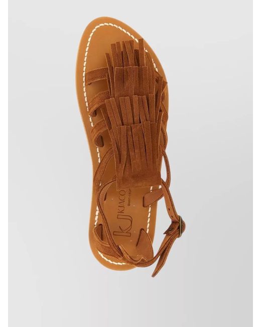K. Jacques Brown Leather Flat Sandals