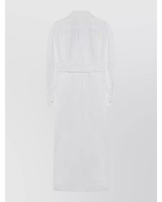 Max Mara White Cotton Twill Shirt Midi Dress
