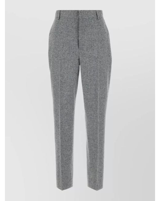 Moschino Gray High Waist Tapered Silk Blend Trousers