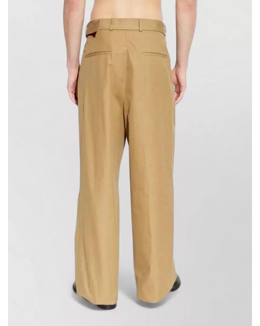Dries Van Noten Natural Pleated Wide Leg Trousers Side Back Pockets for men