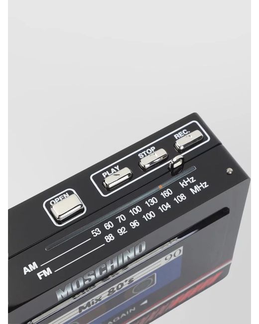 Moschino Black Retro Walkman Style Chain Handle Clutch