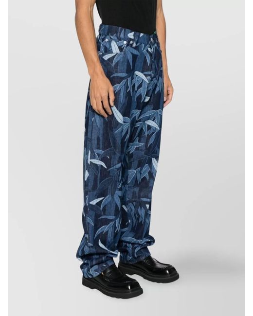 KENZO Blue Cotton Straight-Leg Trousers for men