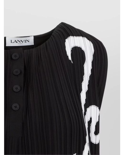 Lanvin Black Pleated Sleeveless Blouse