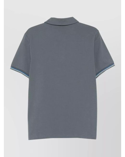Paul Smith Blue Polo Shirt Striped Detail Ribbed Cuffs for men