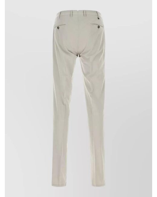 PT Torino White Stretch Cotton Blend Chino Trousers Belt Loops for men