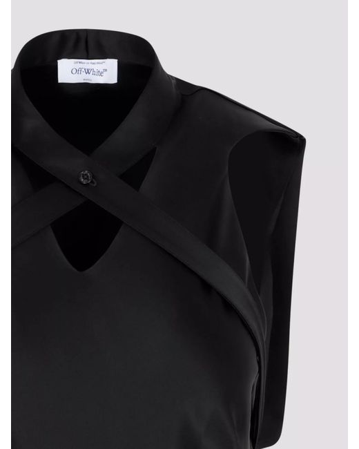 Off-White c/o Virgil Abloh Black Satin Sleeveless V-Neck Cutout Midi Dress