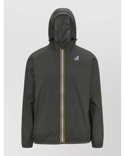 K-Way Black Claude Hooded Jacket Packable Design