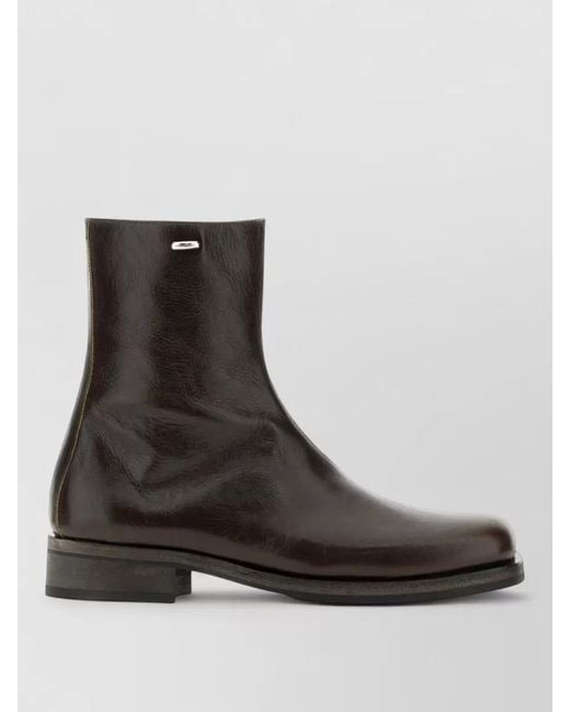 Our Legacy Black Leather Camion Ankle Boots Round Toe for men