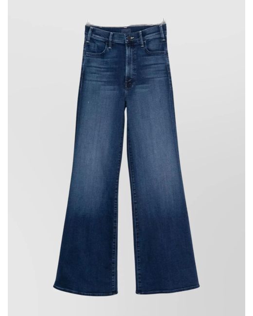 Mother Blue Denim High-Rise Wide-Leg Jeans