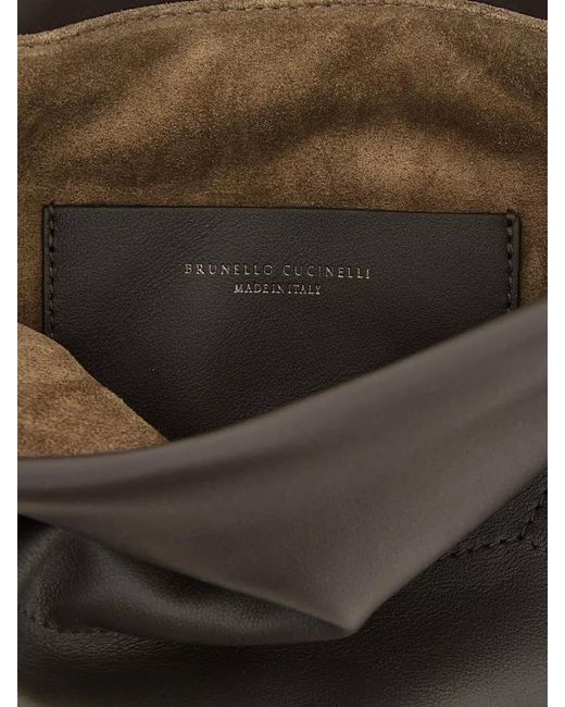 Brunello Cucinelli Gray Bc Duo Shoulder Bag Calf Leather