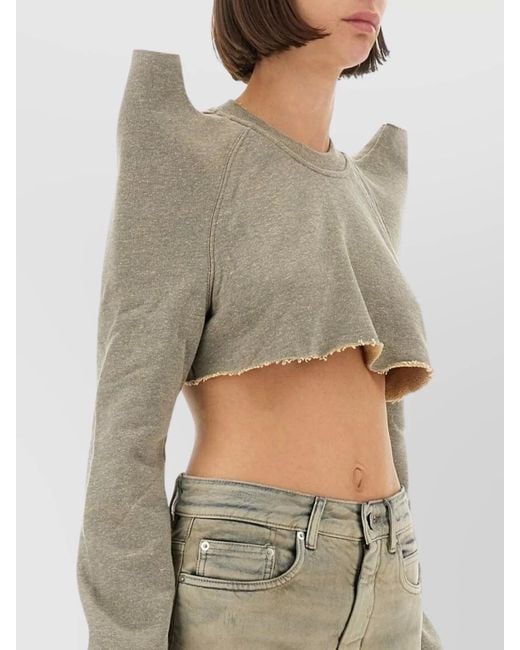 Rick Owens White Cropped Sweatshirt