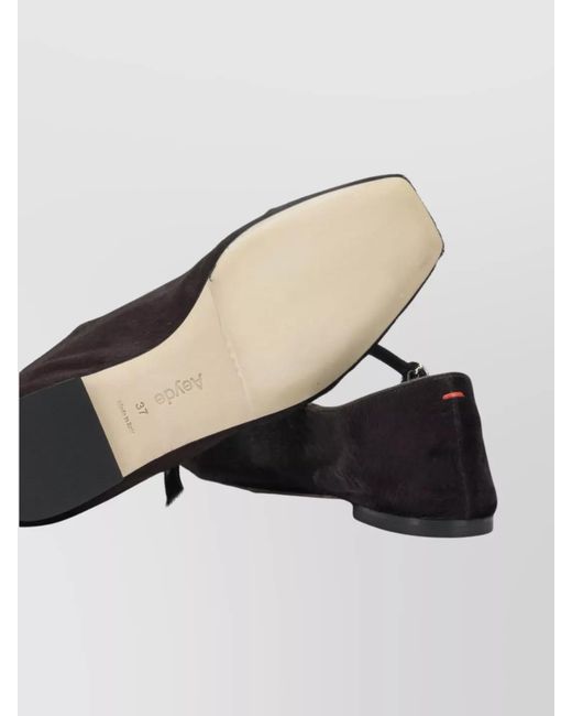 Aeyde Black Leather Mary Jane Ballerina Flats