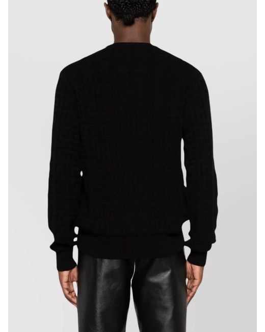 Givenchy Black Cotton Jacquard Logo-Pattern Crew-Neck Sweater for men