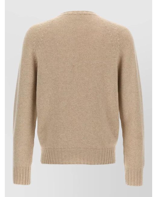 Ma'ry'ya Natural Cashmere Crew Neck Raglan Knit Sweater for men
