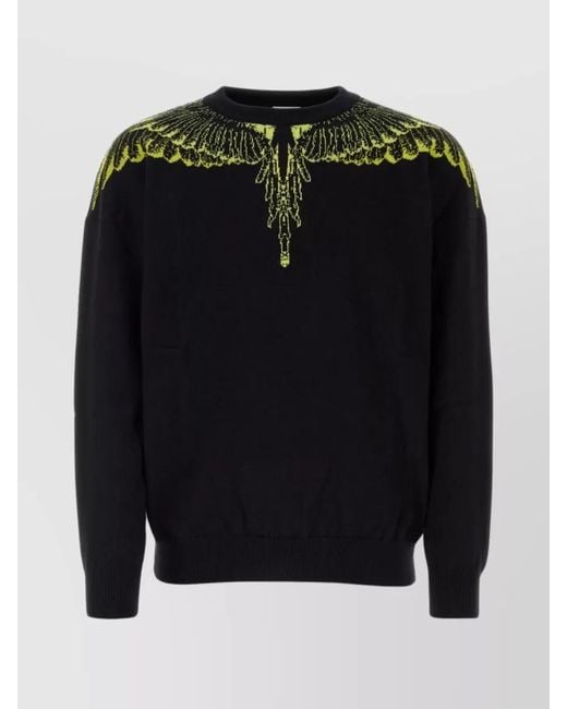 Marcelo Burlon Black Cashmere-Blend Ribbed Loose-Fit Sweater for men
