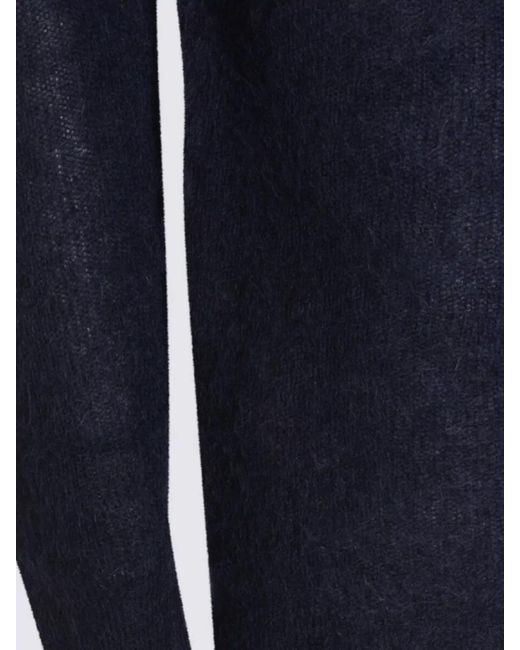 Auralee Blue Alpaca Relaxed-Fit Crew-Neck Jumper for men