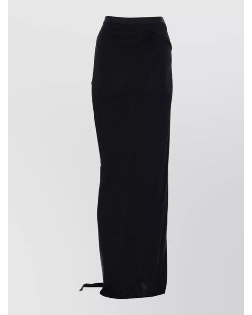 Rick Owens Black Anthem Draped High Waist Wrap Maxi Skirt
