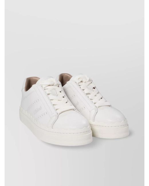 Chloé Natural Scalloped Edge Rubber Sole Sneakers