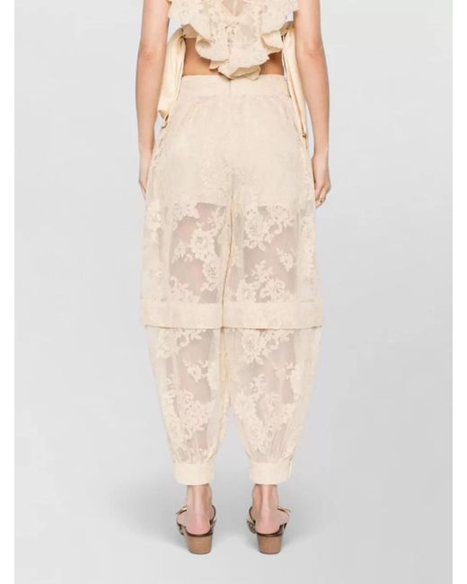 Zimmermann Natural Lace Panelled Cropped Harem Trousers