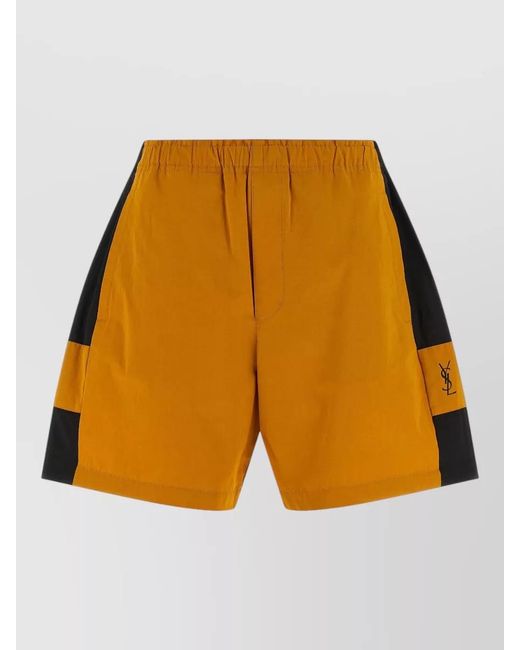 Saint Laurent Yellow Cotton Color-Block Bermuda Shorts