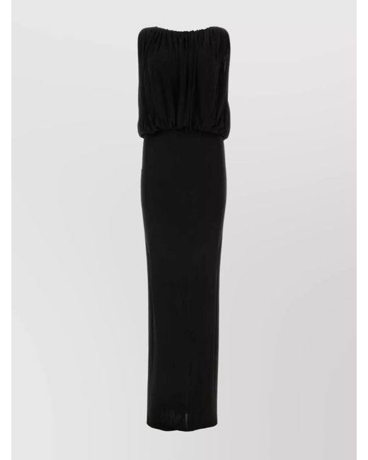 Saint Laurent Black Draped Sleeveless Maxi Dress