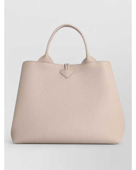 Longchamp Natural Roseau L Handle Leather Tote Bag