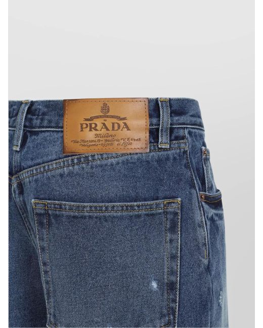 Prada Blue Denim Straight-Leg Cropped Trousers