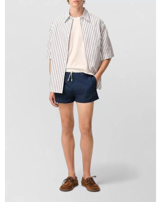 AMI Blue Beach Shorts Side Pockets Back Pocket for men