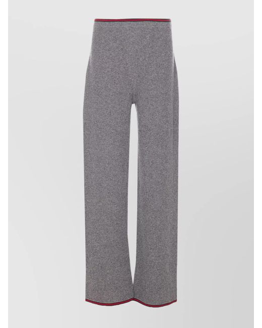 Gucci Gray Ribbed Wool Wide-Leg Trousers