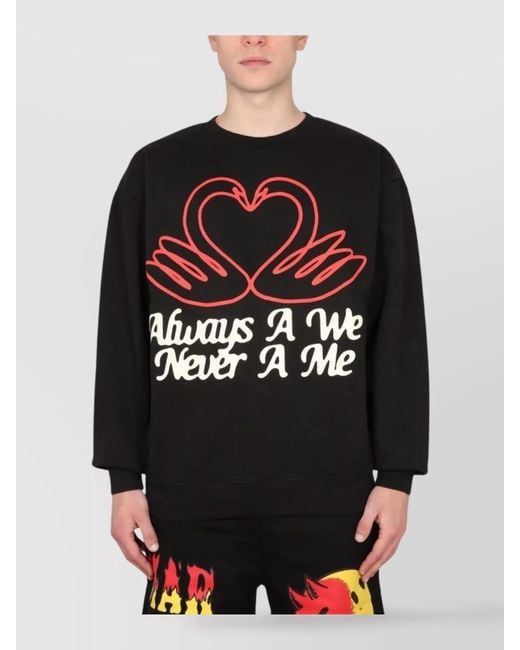 Market Black Cotton Printed Sweatshirt for men