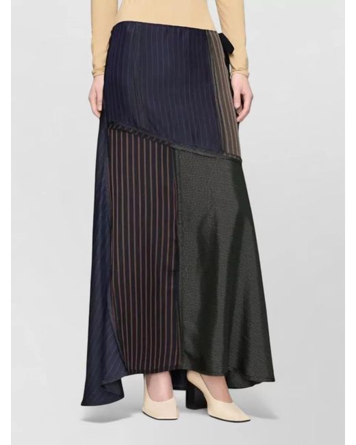 Maison Margiela Blue High Waist Patchwork Striped Midi Skirt
