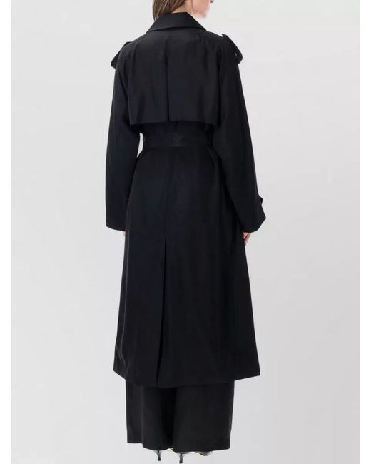 Frankie Shop Black Veyron Twill Trench Coat Belted