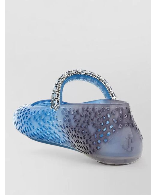 Jimmy Choo Blue Jelly Ballerina Flats Round Toe Strap