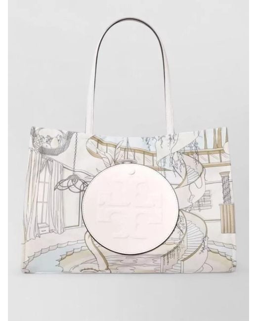 Tory Burch White Ella Small Graphic Print Tote Bag