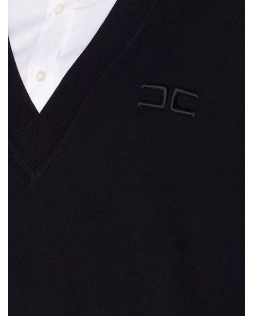 Elisabetta Franchi Blue Dress With Contrast Collar And V-Neckline