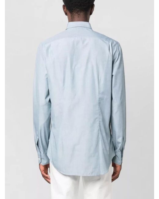 Paul Smith Blue Tailored Fit Shirt Structured Collar Long Sleeves for men