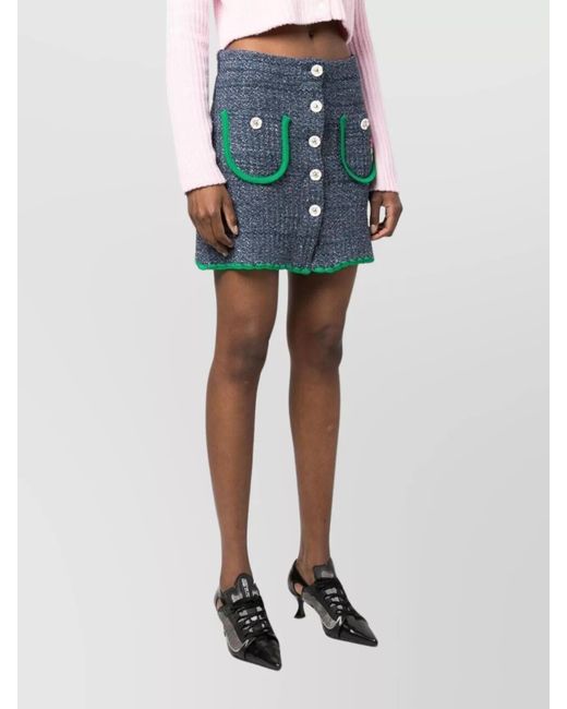 Cormio Blue Cotton Mini Skirt