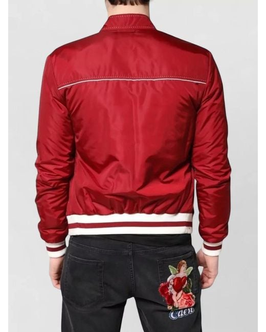 Dolce & Gabbana Red Nylon Padded Bomber Jacket for men