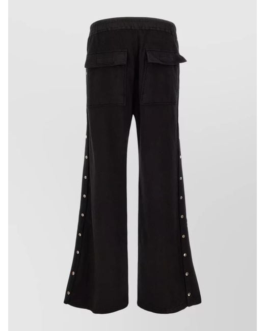 Rick Owens Black Wide-Leg Floor-Length Cotton Trousers for men