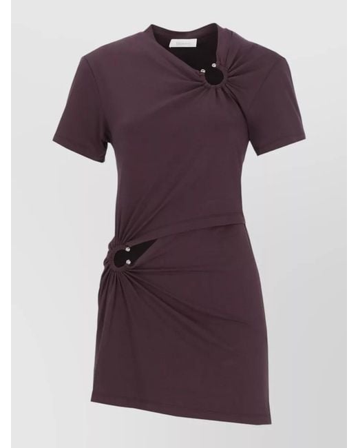 Rabanne Purple Cotton Cutout Mini Dress