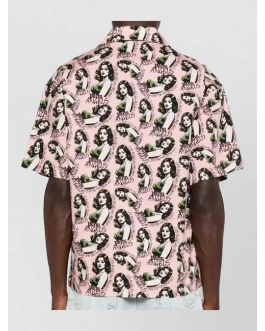 Palm Angels White Loose Bowling Shirt for men