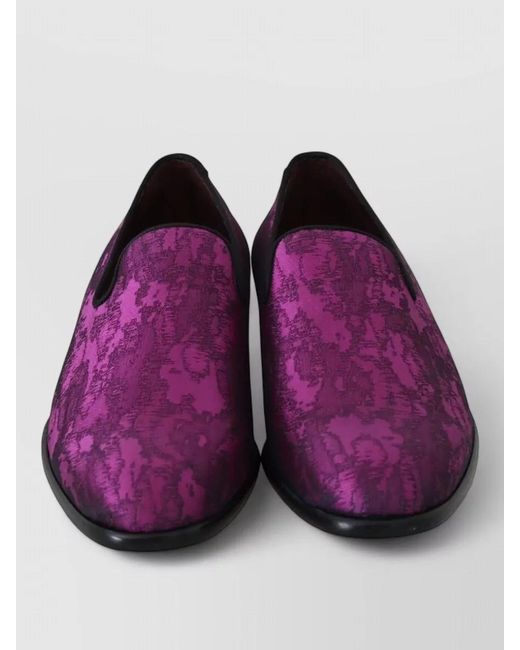 Dolce & Gabbana Purple Jacquard Loafers Rubber Sole Shoes for men