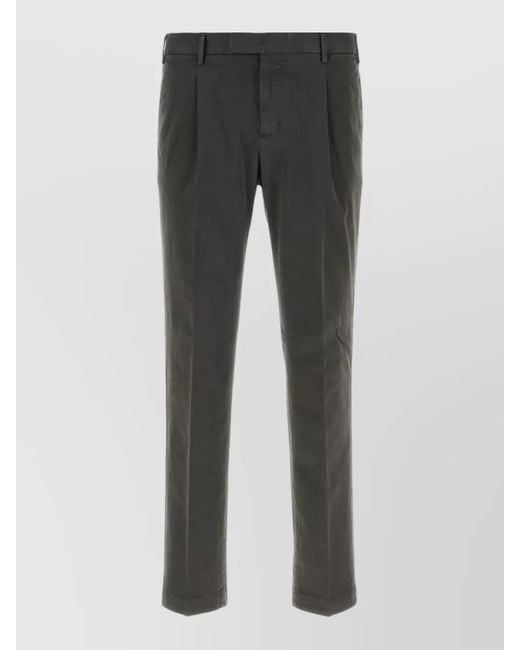 PT Torino Gray Stretch Cotton Tailored Pants Belt Loops for men