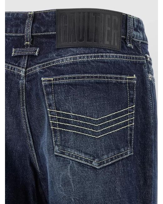 Jean Paul Gaultier Blue Cutout Wide-Leg Jeans