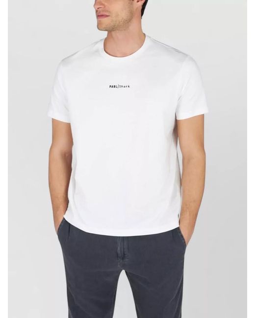 Paul & Shark White Logo Cotton Jersey Short Sleeve T Shirt for men