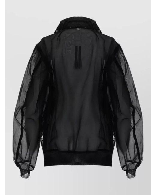Rick Owens Black Long Sleeve Top Elastic Cuffs Hem