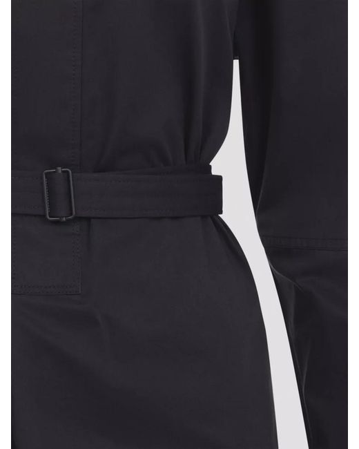 Lemaire Blue Belted Cotton Satin Midi Shirt Dress