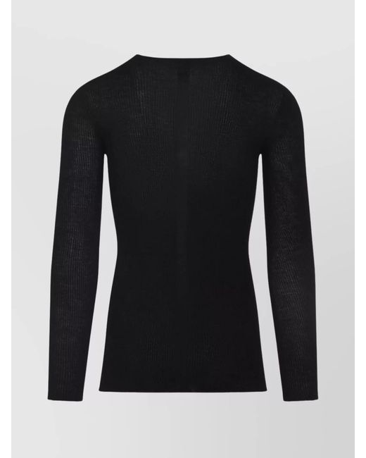 Rick Owens Black Virgin Wool Ribbed Crewneck Jumper for men