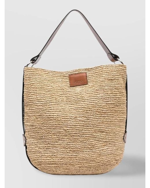 Isabel Marant Natural Raffia Shoulder Bag Leather Trim